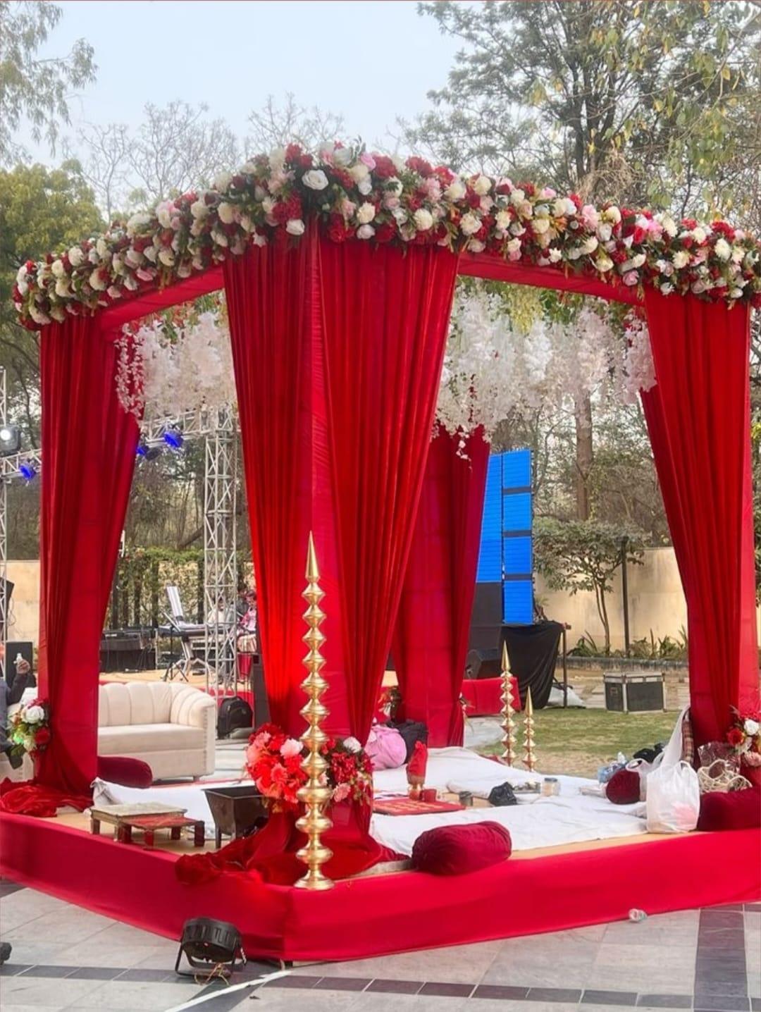 Wedding stage decoration by MG Decorators